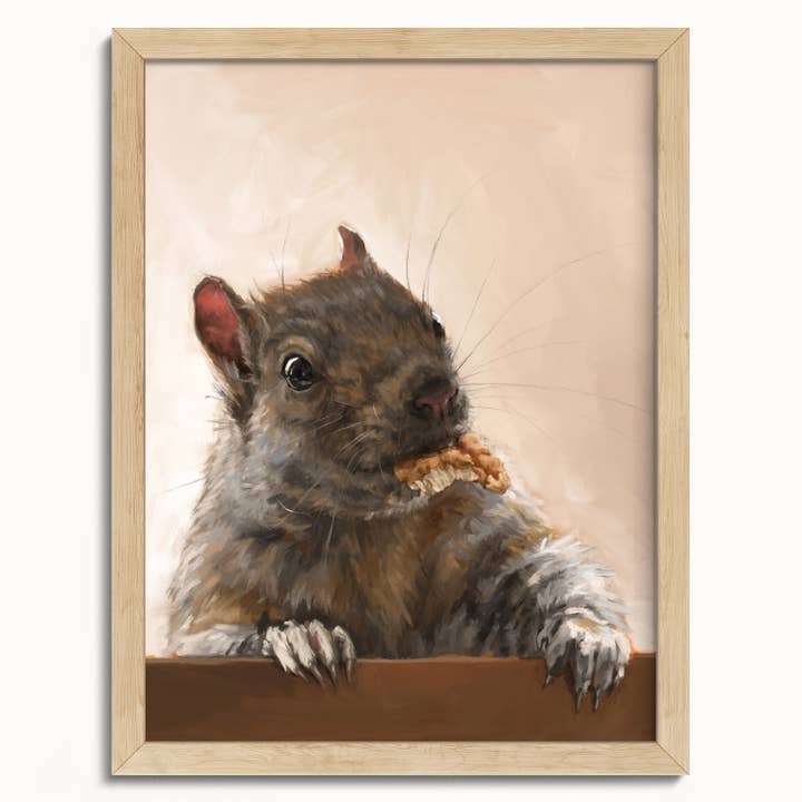 The Ugly Cat Studio - Wholesale Art Print - Grey Squirrel with a Walnut Fine Art Print15