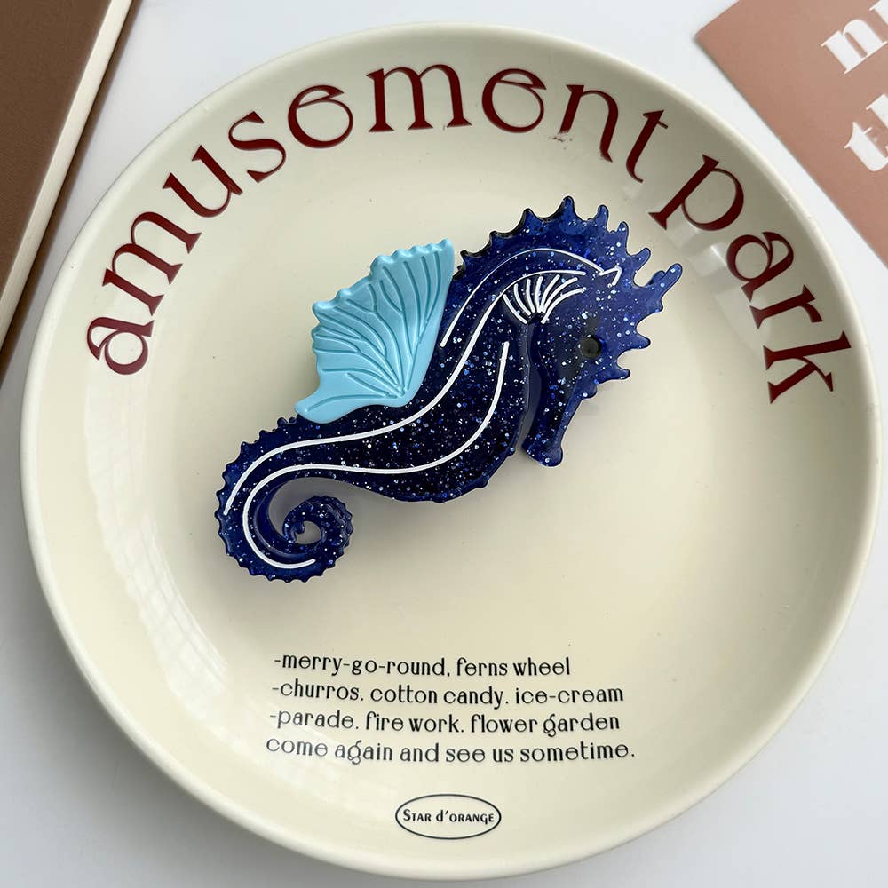 SoapElenGlen - Wholesale Hair Clip - Women's - Seahorse & Conch Hair Clip, Ocean Inspired Acetate Hair Claw2