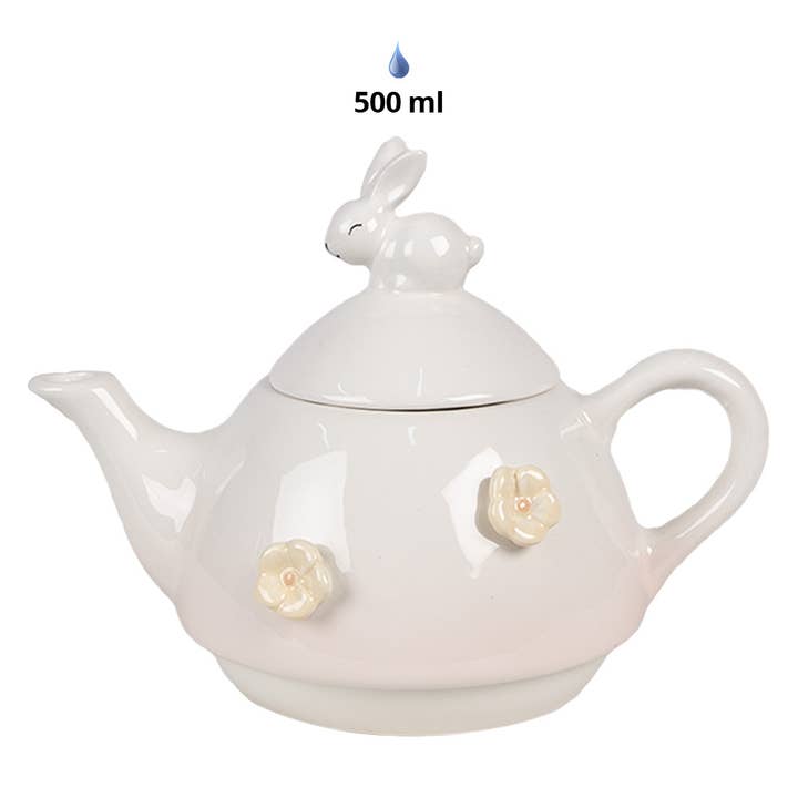 Clayre & Eef - Wholesale Tea Pot - 6CE1698 Tea for One 500 ml Pink Ceramic Rabbit Tea Set1