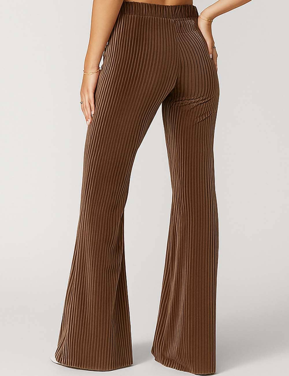 Sweetkama - Vendita all'ingrosso Pantalone - Donna - Pantaloni in Velluto a Coste da Donna a Vita Elastica a Tinta Unita Leggermente Svasati1