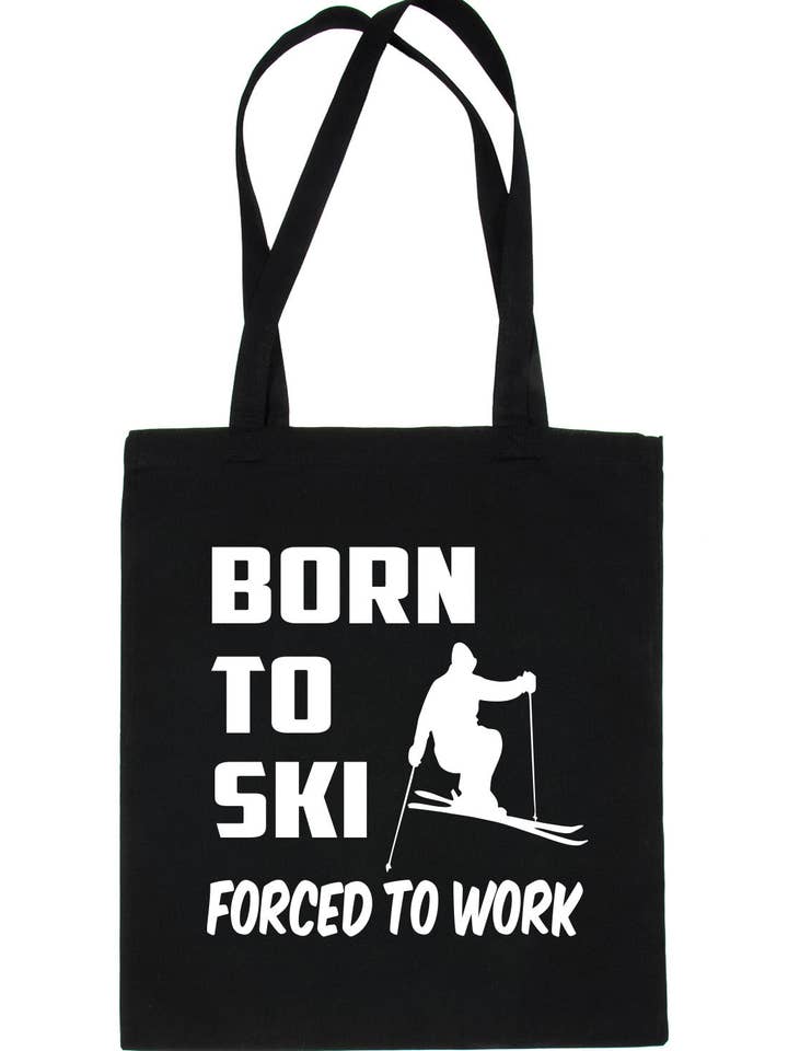 Bolsa de compras Born To Ski Skier para deportes de invierno para venta al por mayor de Print4U