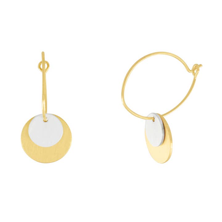 Theia 2 Tone Oval Hoop Earring Gold & Silver for wholesale by Dansk Copenhagen