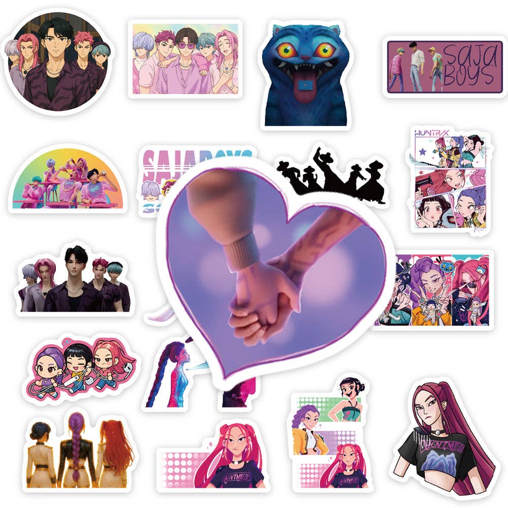 Auraquise - Vente Autocollant - Enfant et bébé - Autocollants de personnages de dessin animé KPOP Huntrix Demon Hunter Girl & Gasha Boy Group Décalcomanies Fournitures d'artisanat pour scrapbooking DIY 74 pièces6