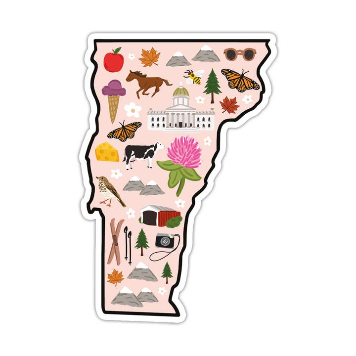 Vermont Vinyl Sticker - State Sticker, Travel Gift, Souvenir for wholesale by Bloomwolf Studio