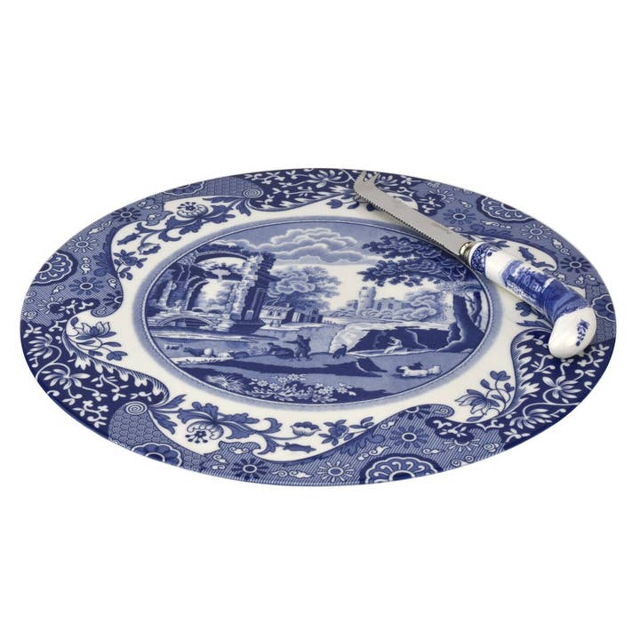 Portmeirion, Spode, Pimpernel, Nacthmann, Wrendale Designs - Wholesale Cheese Board - Spode Blue Italian 2 Piece Cheese Plate With Knife