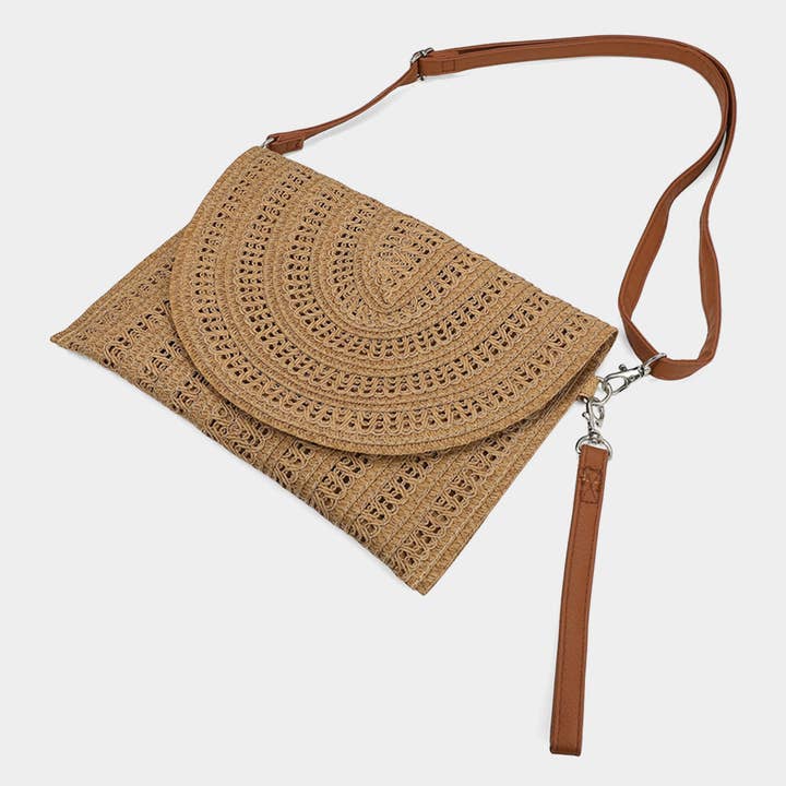 Sensibling Corp. - Vendita all'ingrosso Borsa a tracolla - Donna - Borsa a tracolla/pochette in paglia con motivo intrecciato