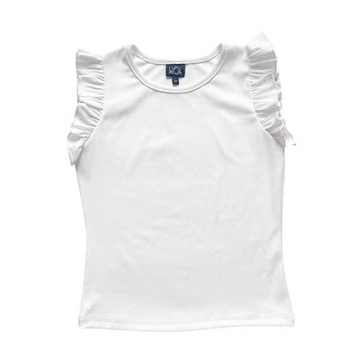 A29 Hvid Pink Rib Flagrende Ærmetop for engroshandel hos Little Olin