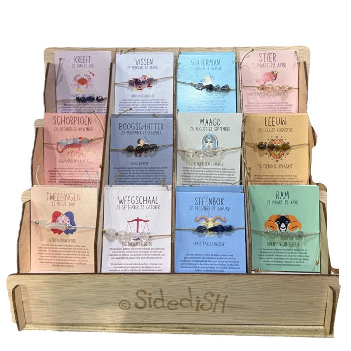 Stjärnteckenarmband 12 sorter per 3 för wholesale av Sidedish Cards