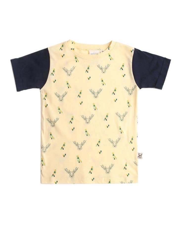 Gelbes Unisex-T-Shirt mit Hirsch-Print für den Großhandel von Tiralahilacha