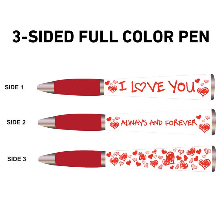 GMG Works - Wholesale Pen - I Love You Black Medium 3-sided Colorful Ballpoint Pen