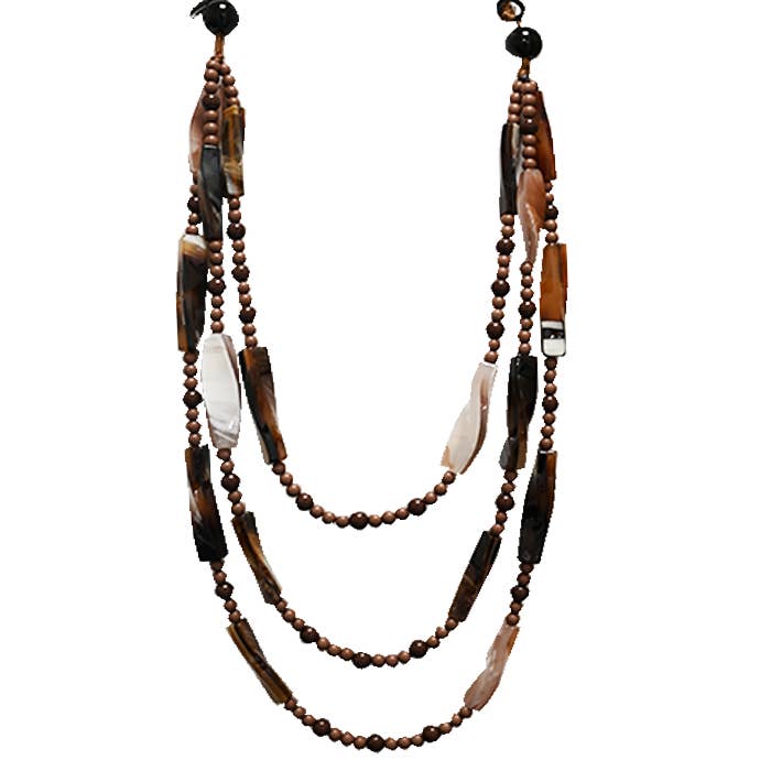 AMORINO SRL - Vente Collier de perles - Collier long triple fil avec perles en résine - FT24192A3011