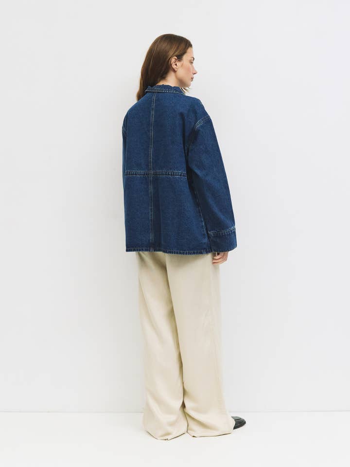 WASHED BLUE The Aster Jacket | Denim Drawstring Jacket for wholesale on Faire1