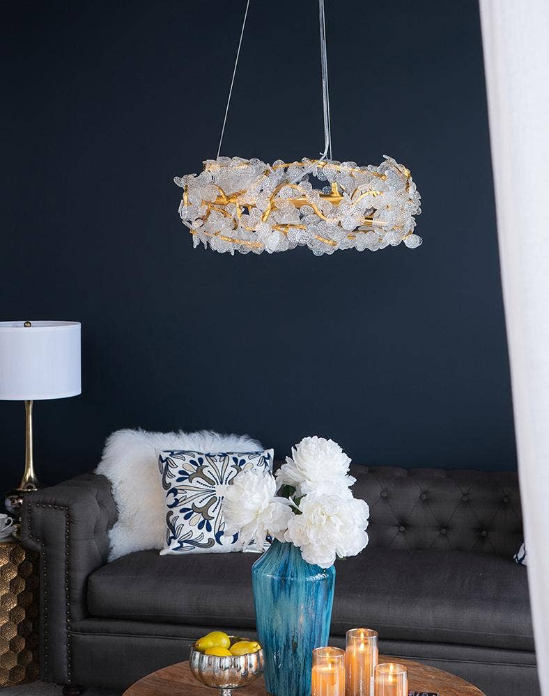 A&B Home Group Inc. – wholesale Ljuskrona/hängande ljus – 23,5x23,5x19,5" Guld/Klar Ljuskrona Lager på Lager Korallrev1