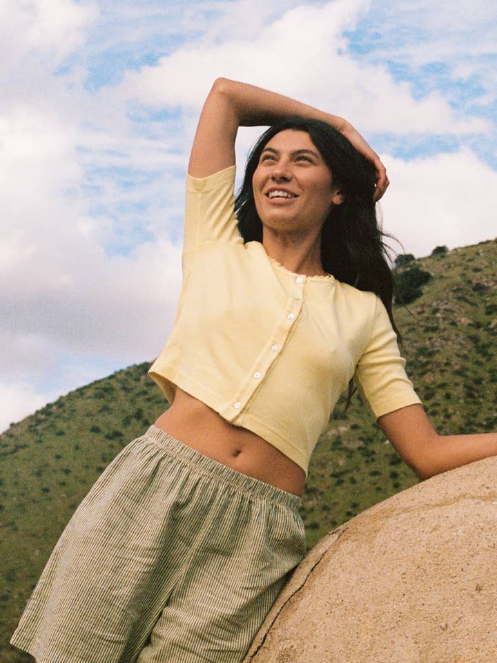 Short Sleeve Organic Cardi for wholesale by LA RELAXED