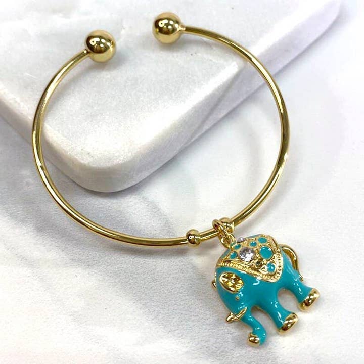 Pulseira de punho de elefante azul preenchida com ouro 18k por atacado de Luxus Accessories