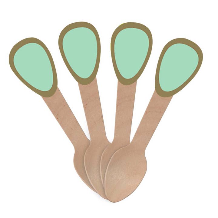 Pastel groene houten theelepelset (10 tellen) voor wholesale door MI FIESTA