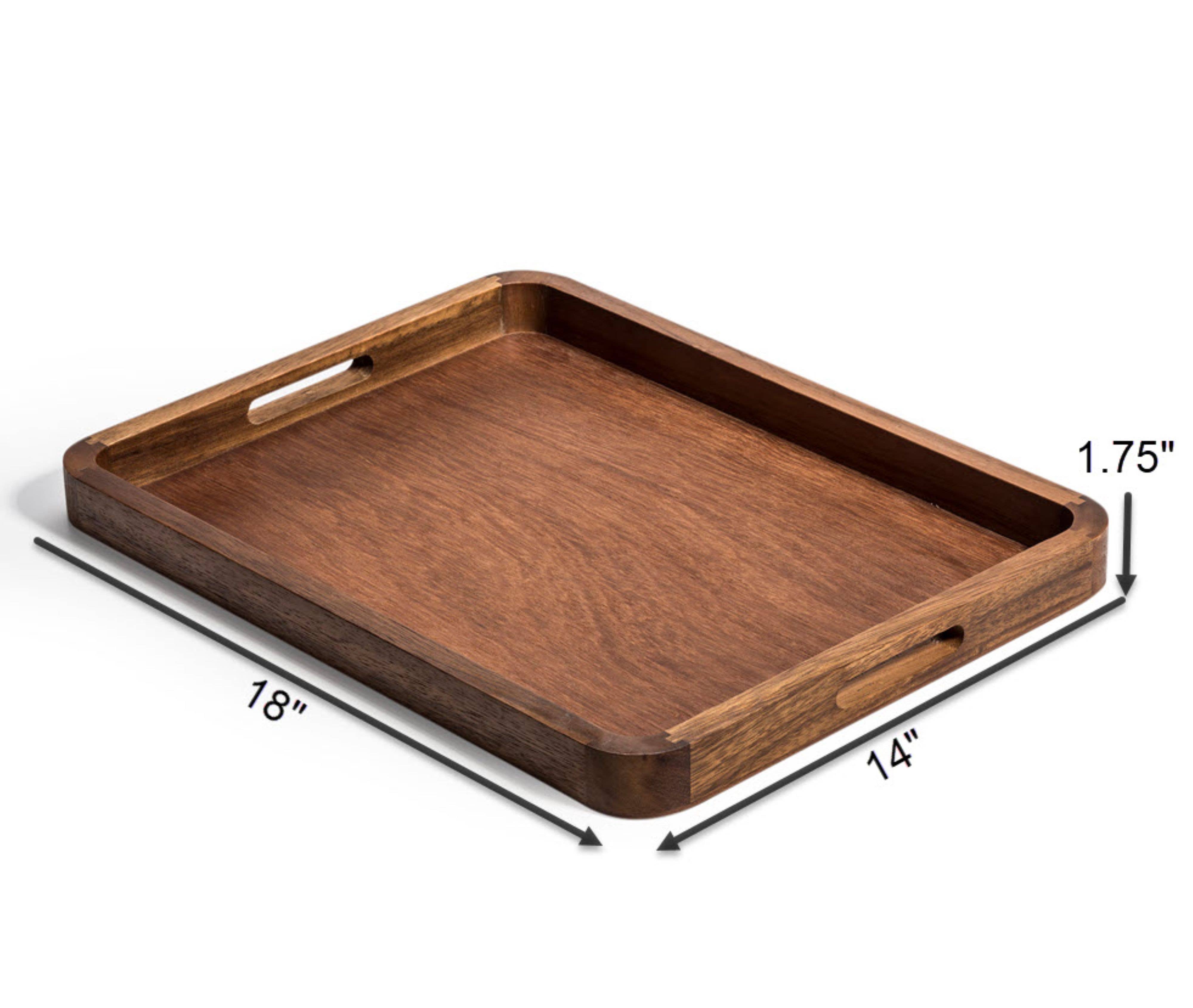 Kalmar Home - Wholesale Serving Tray - Acacia Wood Serving Tray, 18"x 14"  with  Rounded Corners2