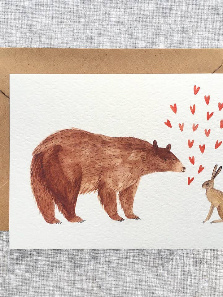 Animal Postcard with Bear x Hare or Giraffe x Baboon for wholesale by Mary and the Locks