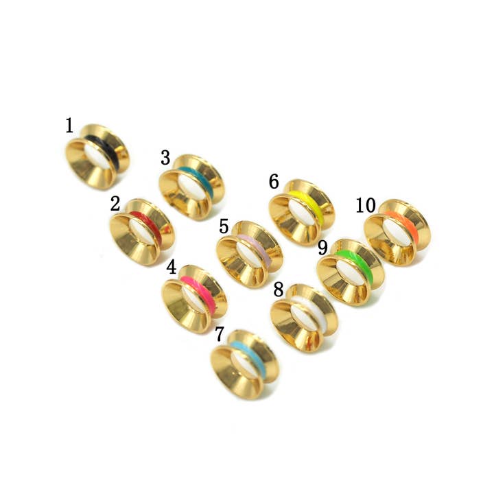 Large Hole Enamel Round Ring Spacer Beads, Sku#LK647 for wholesale by BestBeads&Beyond