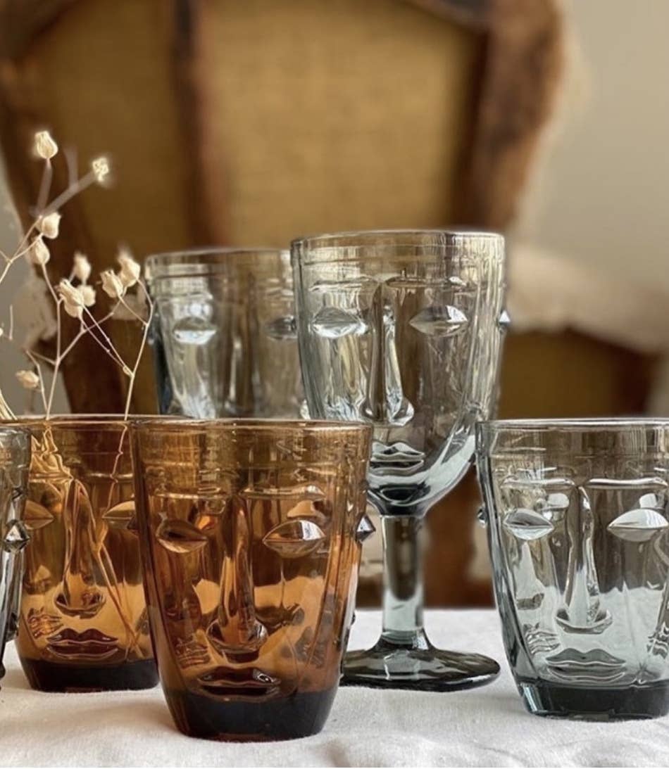 Amber face tumbler glass D8 H10cm for wholesale on Faire1