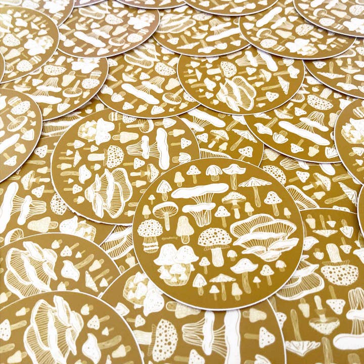 Jessica Holly Creative - Wholesale Sticker - Mushrooms Circle Vinyl Sticker, 3in2