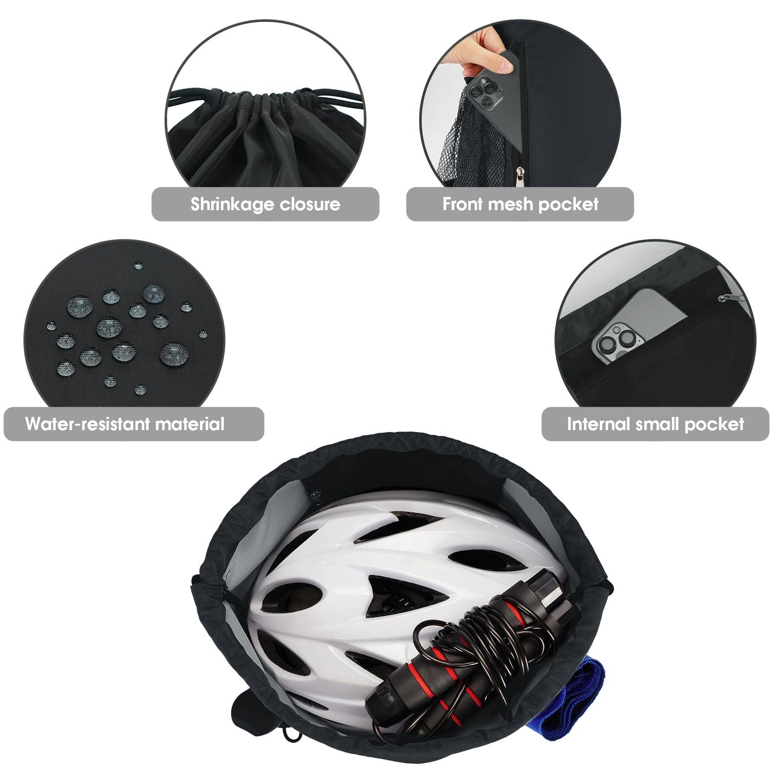 wandf - Vente Sac à cordon de serrage – unisexe - Sac à dos à cordon WF6038 Sports Gym avec poches en maille74