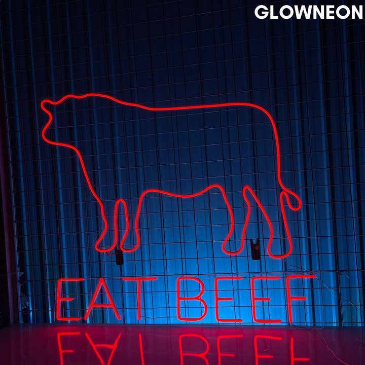 Glow Neon – Sinal de néon por atacado – Placa de Néon Eat Beef, Placa Led para Churrasco, Churrasqueira, Grelhador, Bar, Decoração1