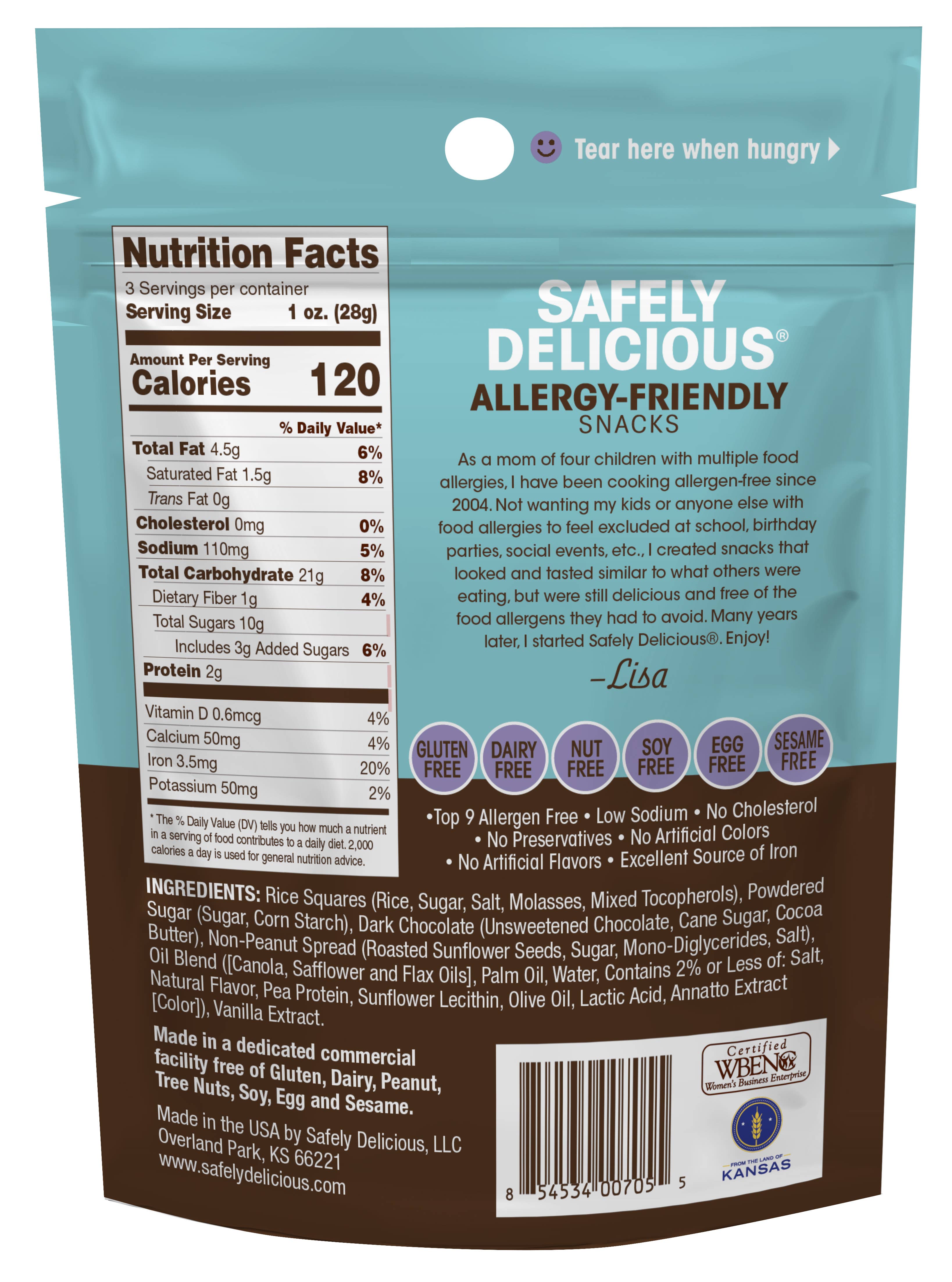 Safely Delicious, LLC - Vente Friandises enrobées de chocolat - Dark Bites 3 oz - Sans allergènes, sans gluten, végétalien1
