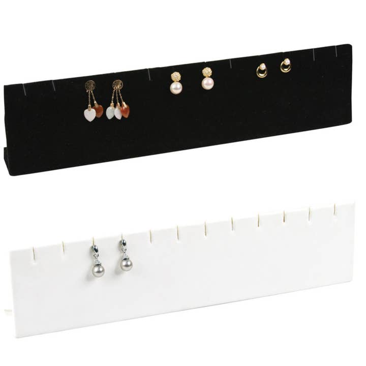 Earring Pendant Slot Display Stand 12"L Velvet / Leather for wholesale by Zakka