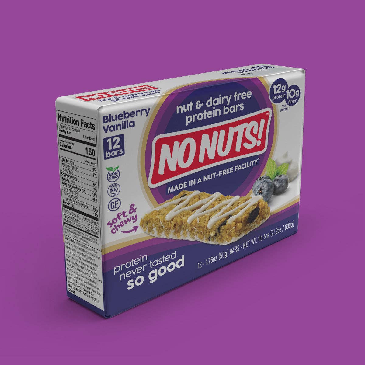 No Nuts! - Wholesale Snack Bar - Blueberry & Vanilla Snack Bars - 12 Bar Pack9