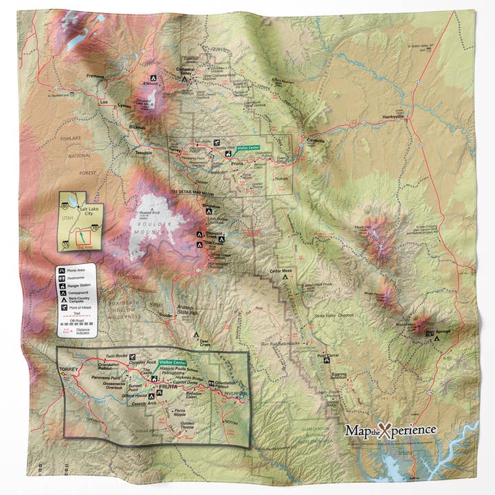 Capitol Reef National Park Microfiber Map Bandana for wholesale by Map the Xperience