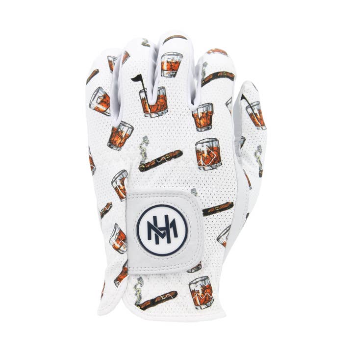 Whiskey & Cigar WHT Men's Golf Glove | MULLIGAN HOOLIGAN® for wholesale by MULLIGAN HOOLIGAN®