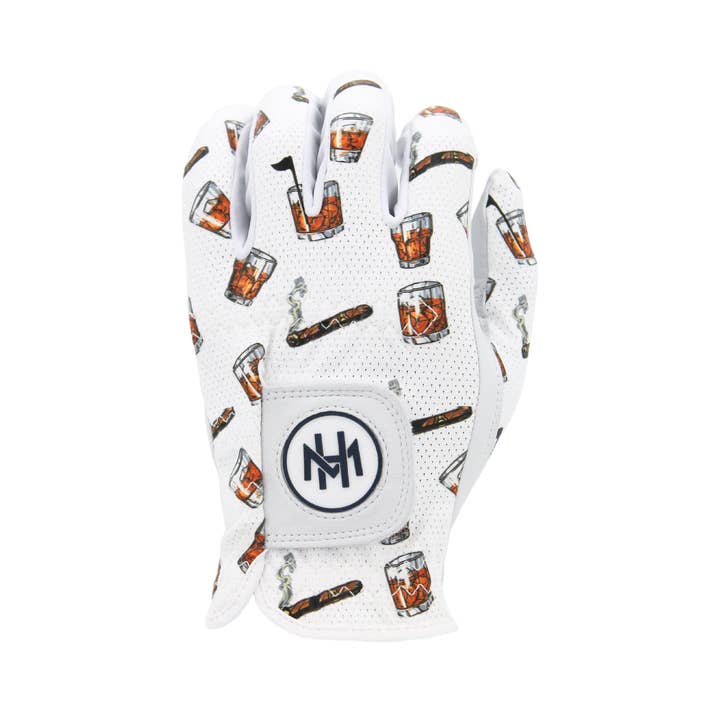 Whiskey & Cigar WHT Men's Golf Glove | MULLIGAN HOOLIGAN® for wholesale on Faire