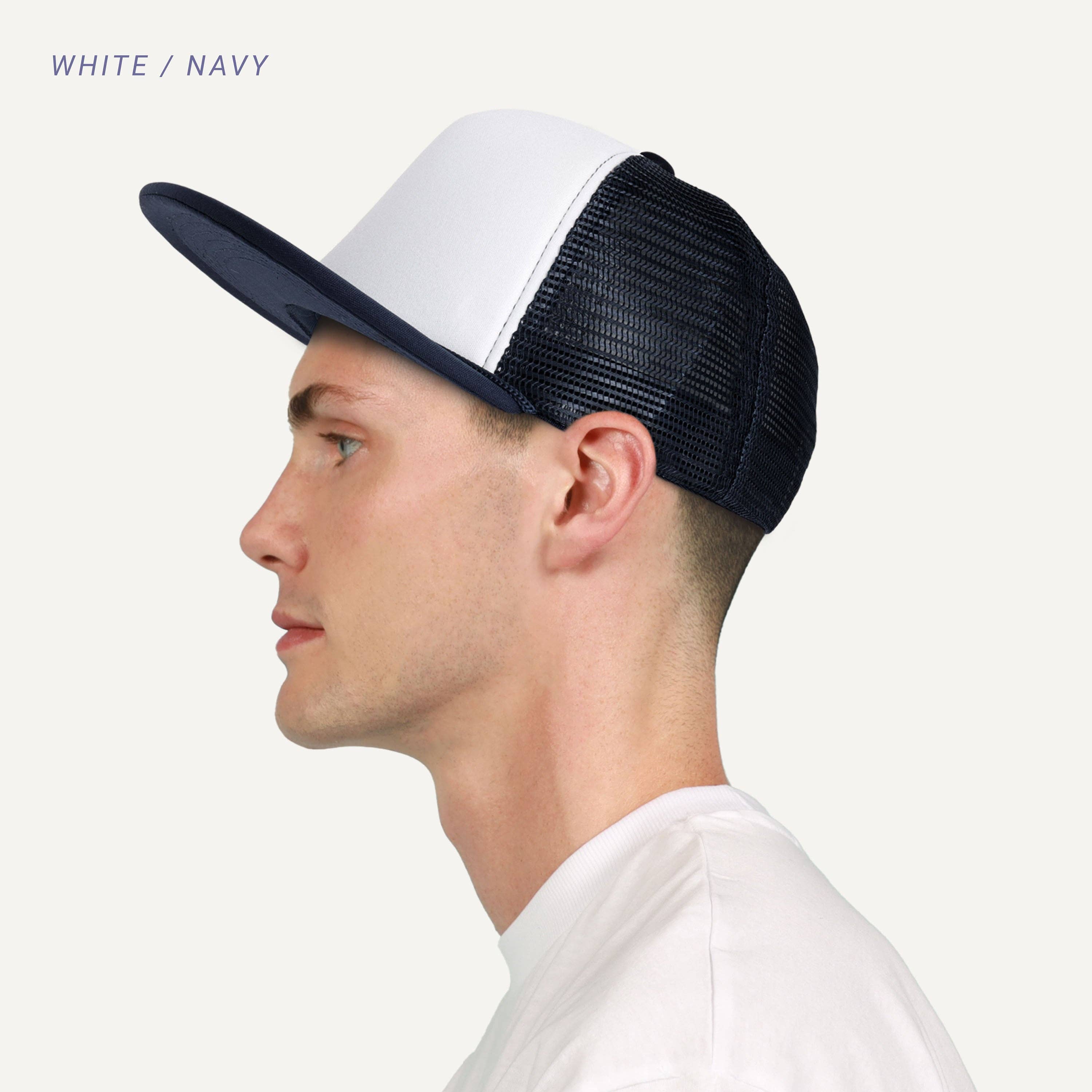 ChoKoLids - Wholesale Trucker Hat - Men's - CHOK.LIDS Plain Two-tone Foam Trucker Flat Bill Cap with Rop0