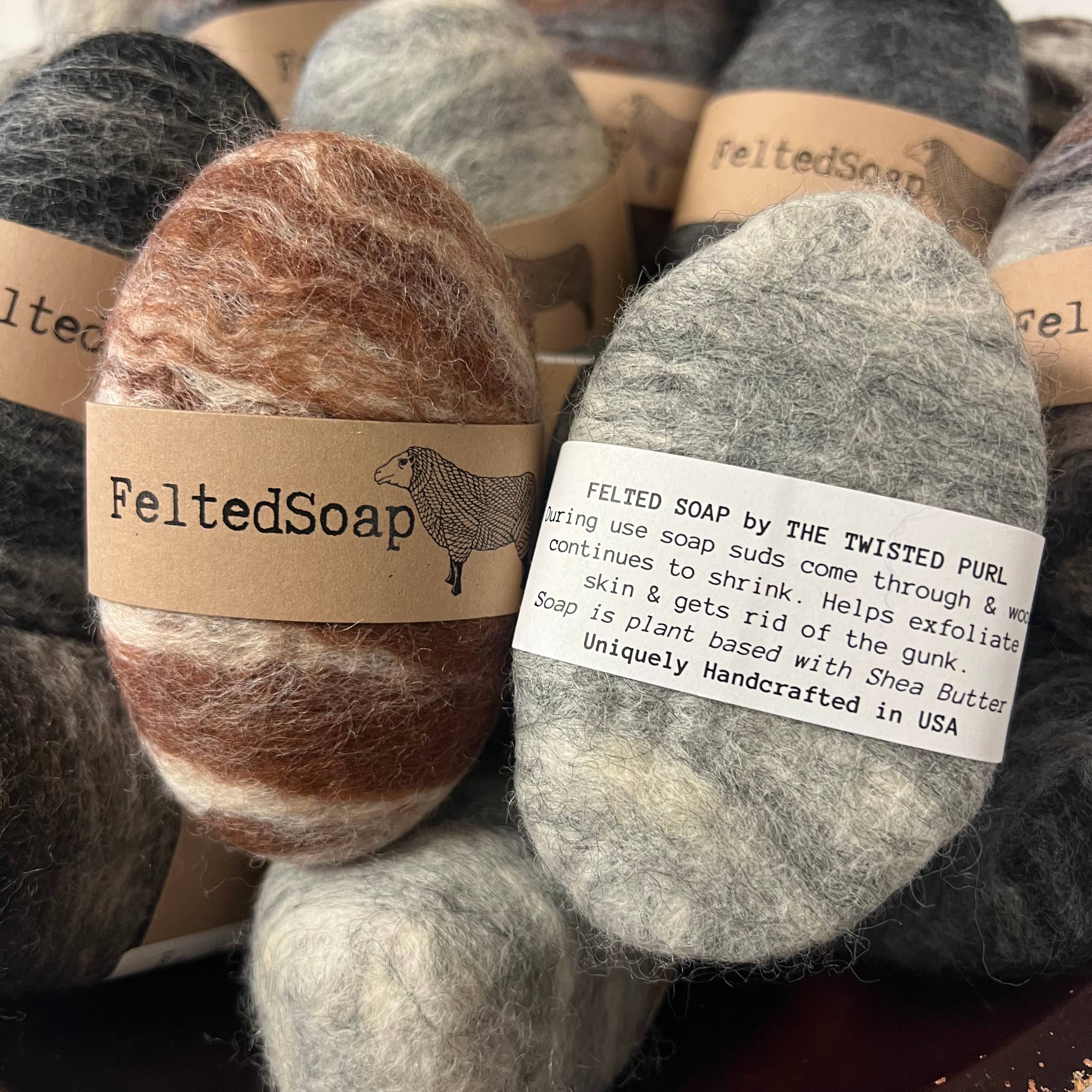 Twisted Purl LLC - Wholesale Bar Soap - Felted Soap Single Blend LIGHT BLUE & WHITE 6 Pack Fun Gift4