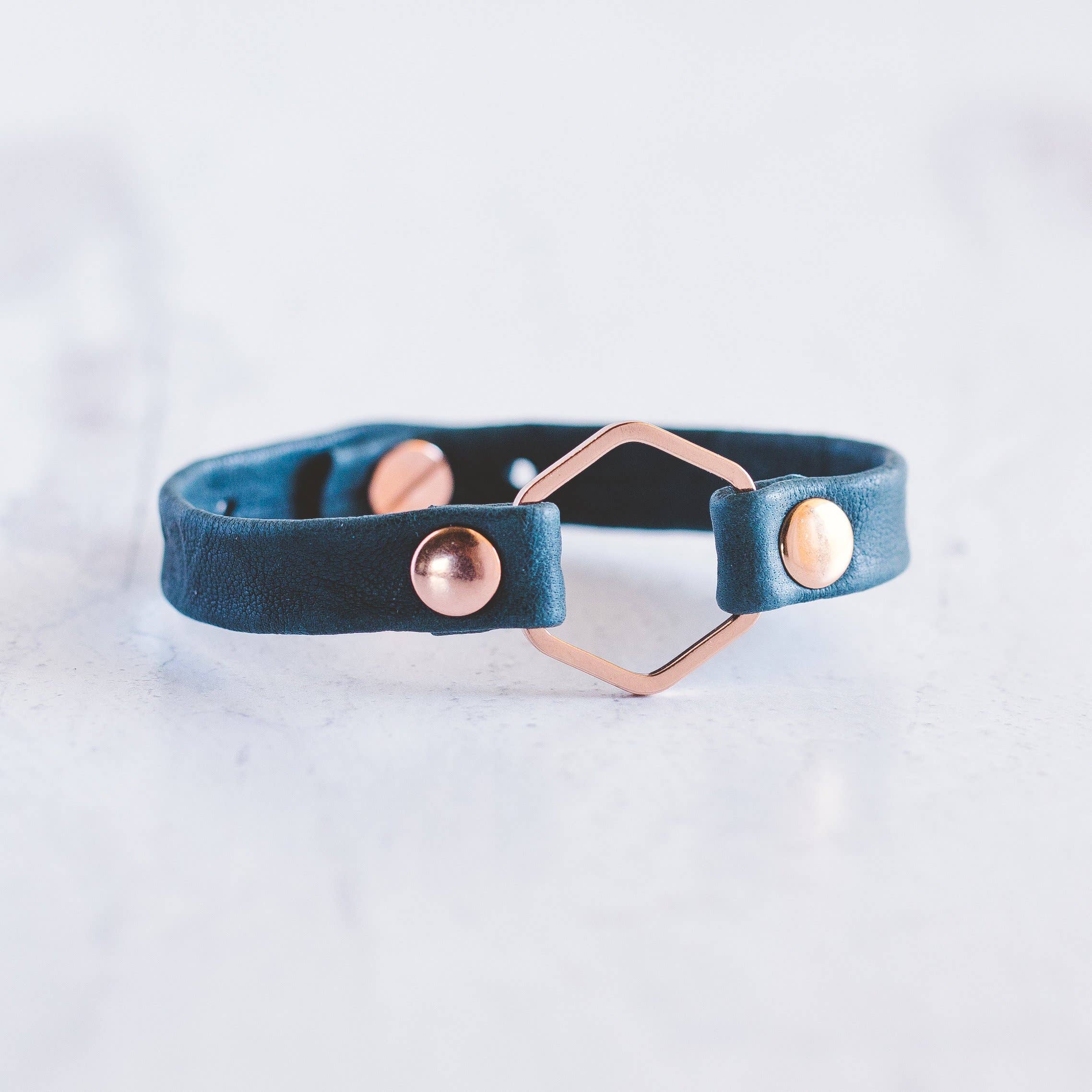 Giving Bracelets - Wholesale Bangle Bracelet - Honeycomb Leather Bracelet - Rose Gold11