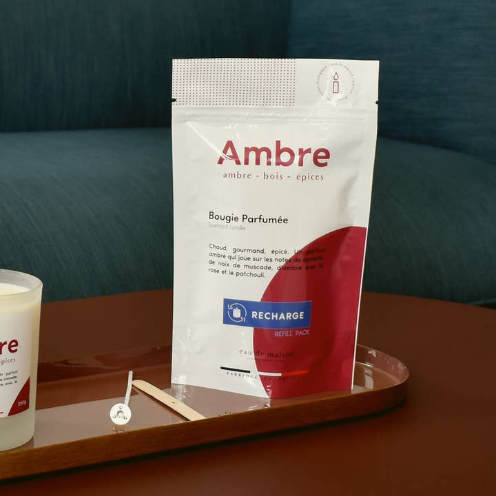 Amber scented candle refill — 100% vegetable wax — 250g for wholesale by Eau de maison