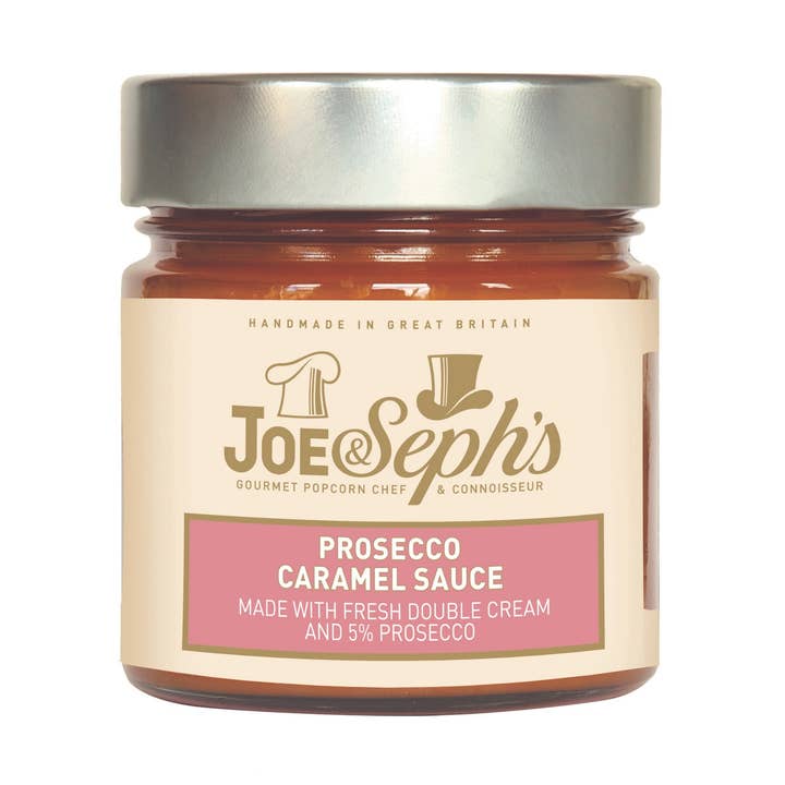 Prosecco Caramel Sauce 230g for wholesale by Joe & Seph's Gourmet Popcorn