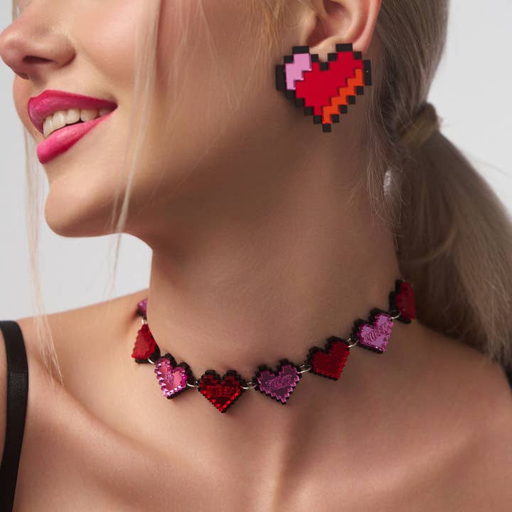 Funk Da Queen - Wholesale Stud/Post Earrings - Pixel Love | Εarrings1