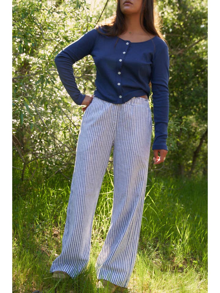 LA RELAXED - Vendita all'ingrosso Pantalone - Donna - Pantaloni a righe lavati