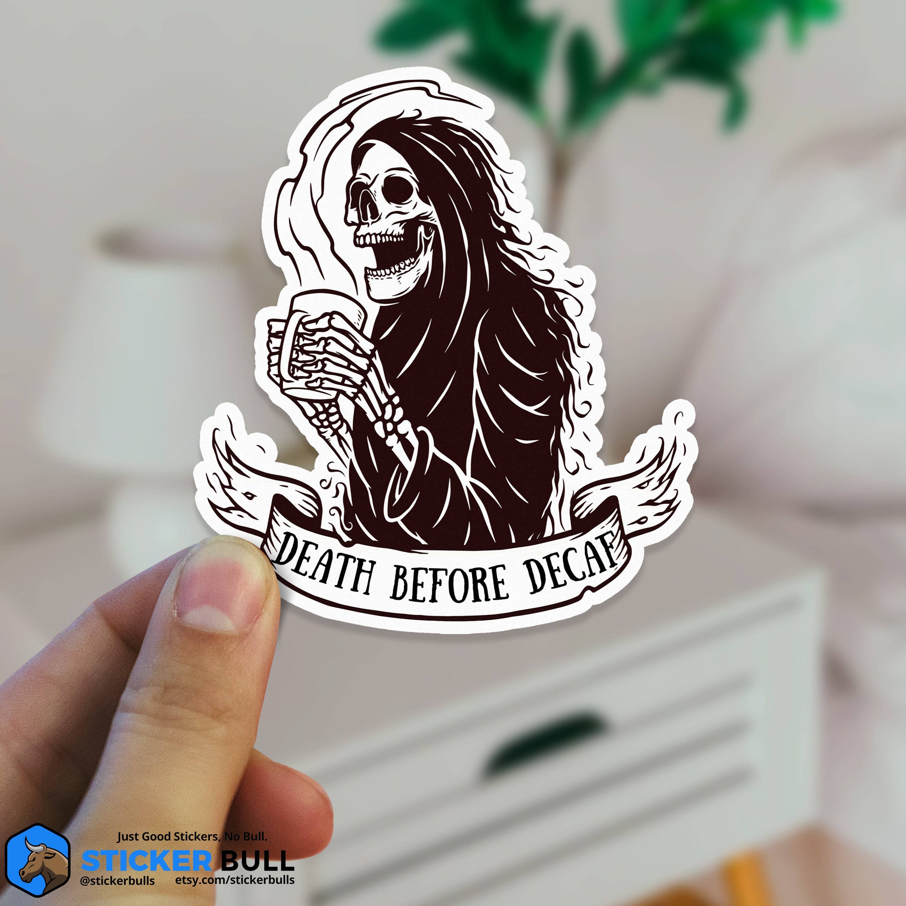 Sticker Bull – wholesale Klistermärke – Död före koffeinfritt, kaffeälskare klistermärke, vinyl vattentät klistermärke för bilar, vattenflaskor, bärbara datorer och mer!6