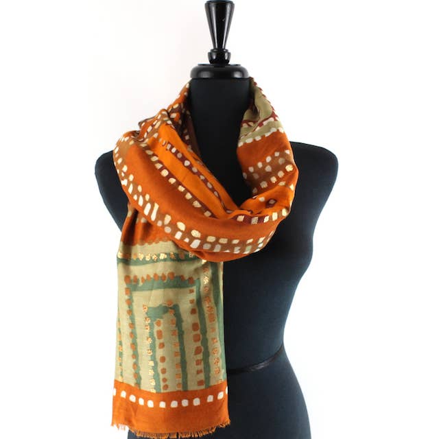 Pretty Persuasions - Wholesale Scarf - Women's - S24097 Incan Maze Scarf w/Gold Metallic