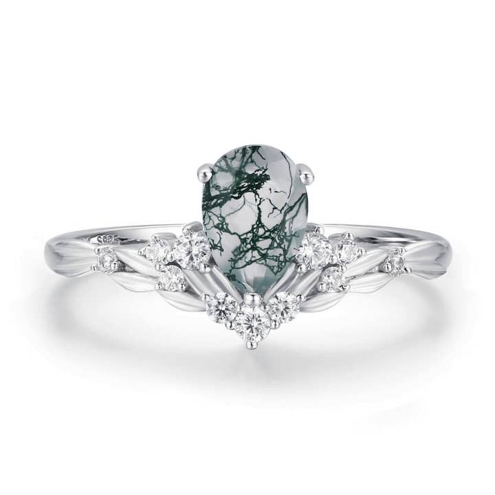 Angelique Tulpenring aus Moos-Achat für den Großhandel von Azura Jewelry