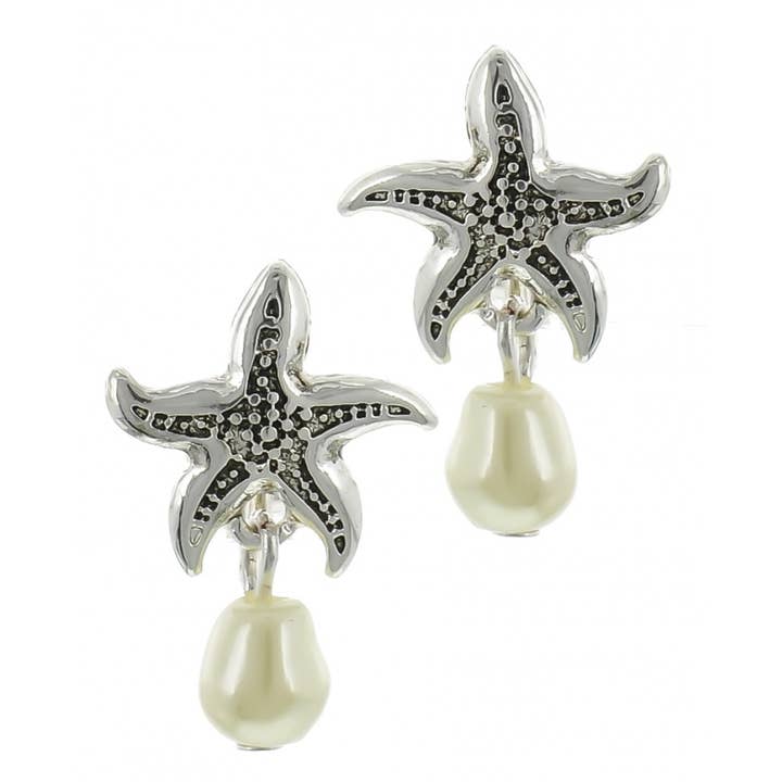 FR5305 Starfish Pearl Clip Dangle Metal Øreringe for engroshandel hos 0011 PREMIERE