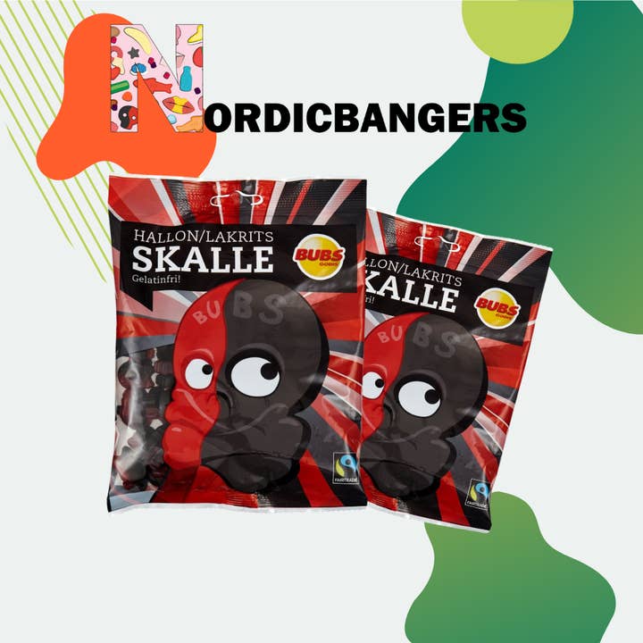 Nordicbangers - Swedish Candy - Wholesale Taffy - Bubs Raspberry/Liquorice Skull 90g Swedish Candy