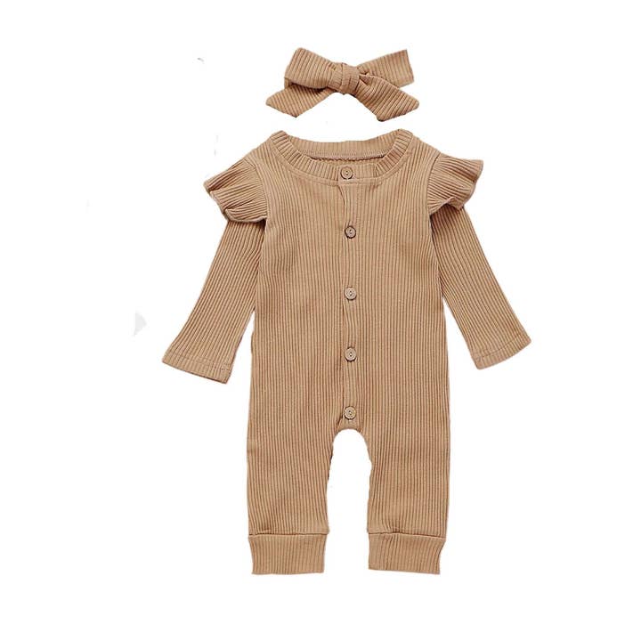 Ruffled Jumpsuit & Headband for wholesale by Graceful Kids