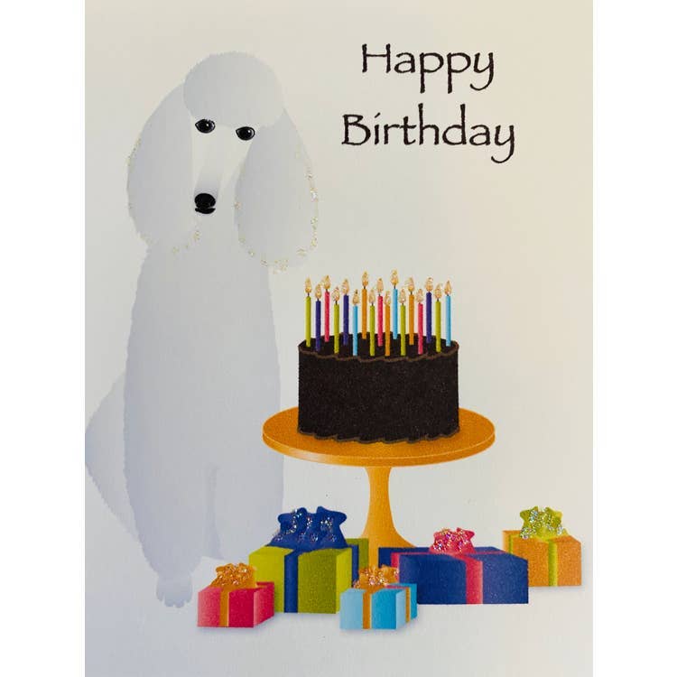 Studio Daedre - Wholesale Birthday Card - White Poodle Dog with Cake - Loose Cards0