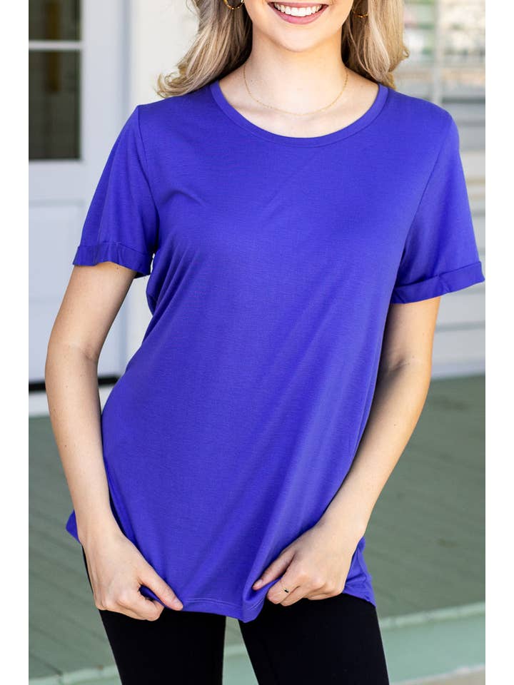 Peri Blue Crewneck Cuff Tee for wholesale on Faire3