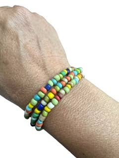Farverig indonesisk glasperle halskæde/triple wrap armbånd for engroshandel hos Mon Amie Jewelry