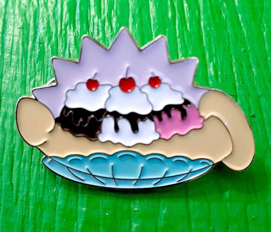 Microcosm Publishing & Distribution - Wholesale Lapel Pin/Button - Banana Split Dildo Enamel Pin3